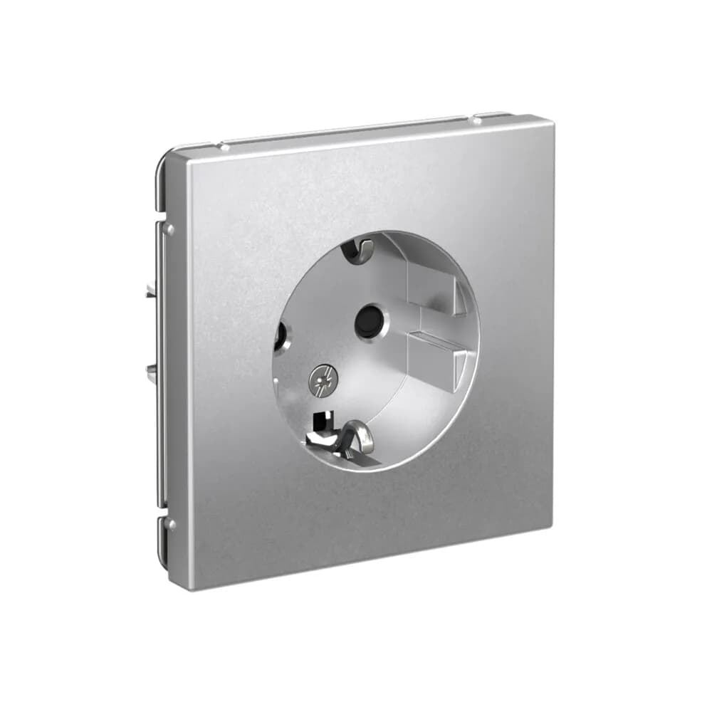 Дизайнерская розетка с заземлением и защитными шторками Systeme Electric ArtGallery, цвет алюминий