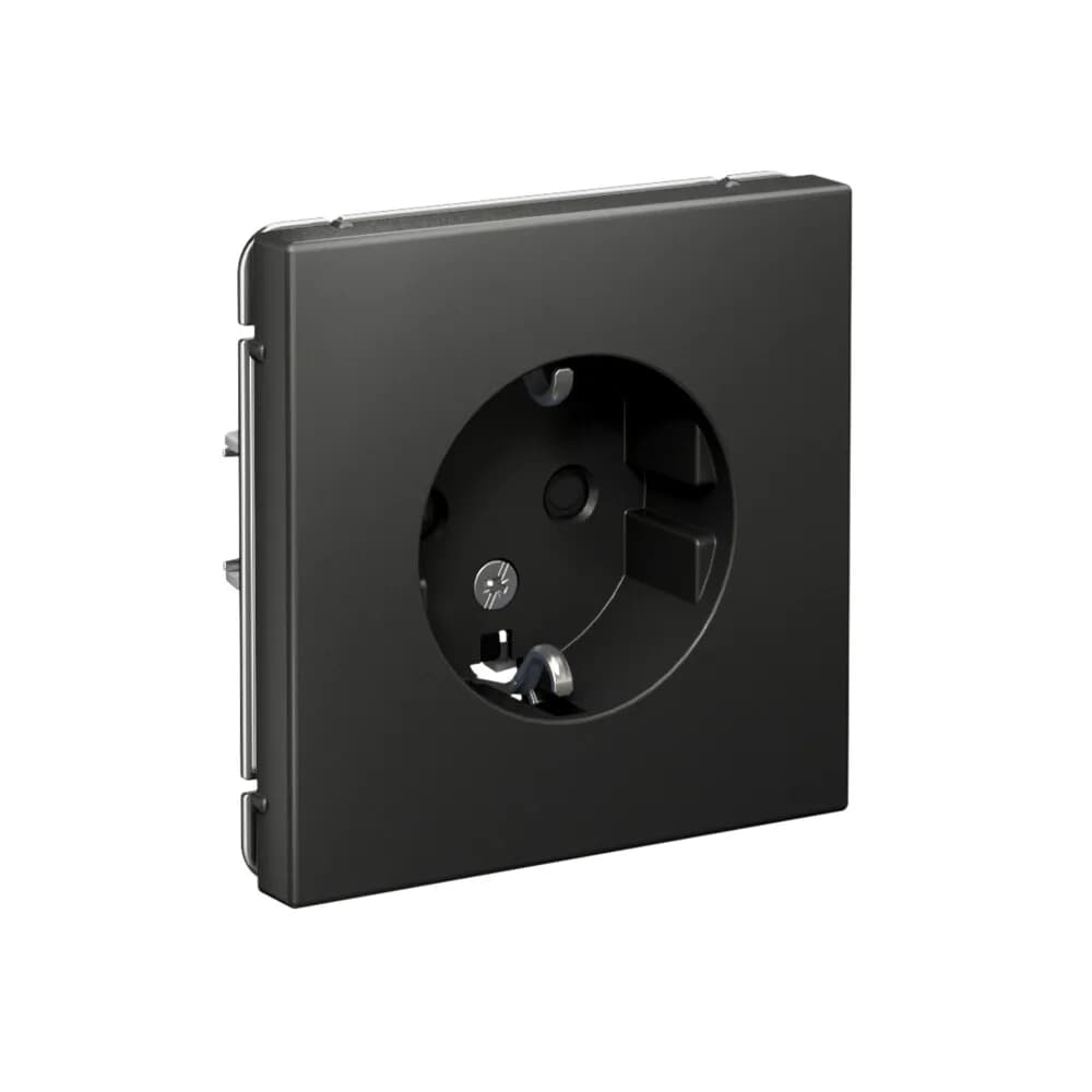 Дизайнерская розетка с заземлением и защитными шторками Systeme Electric ArtGallery, цвет базальт