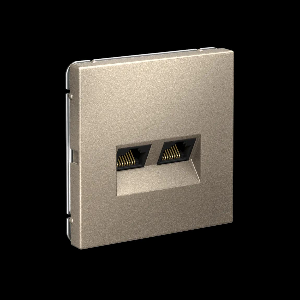 Дизайнерская двойная компьютерная розетка Systeme Electric ArtGallery, два порта RJ45, цвет шампань