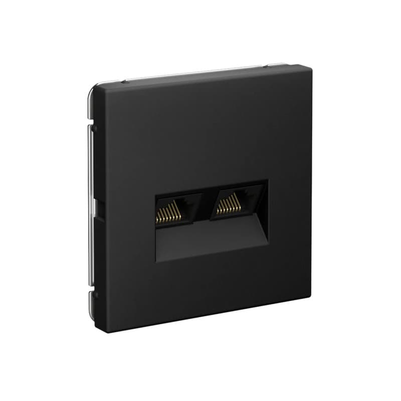 Дизайнерская двойная компьютерная розетка Systeme Electric ArtGallery, два порта RJ45, цвет карбон
