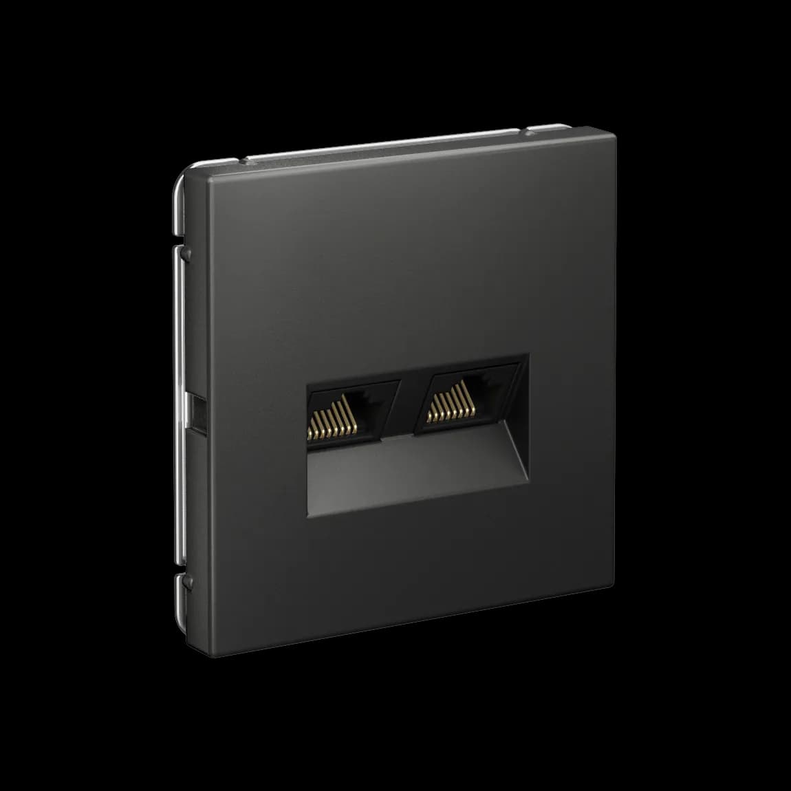 Дизайнерская двойная компьютерная розетка Systeme Electric ArtGallery, два порта RJ45, цвет базальт