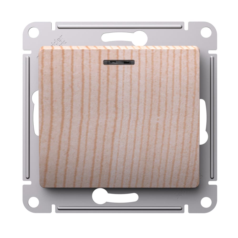 Выключатель одноклавишный с подсветкой Schneider Electric Glossa рисунок сосна GSL001513