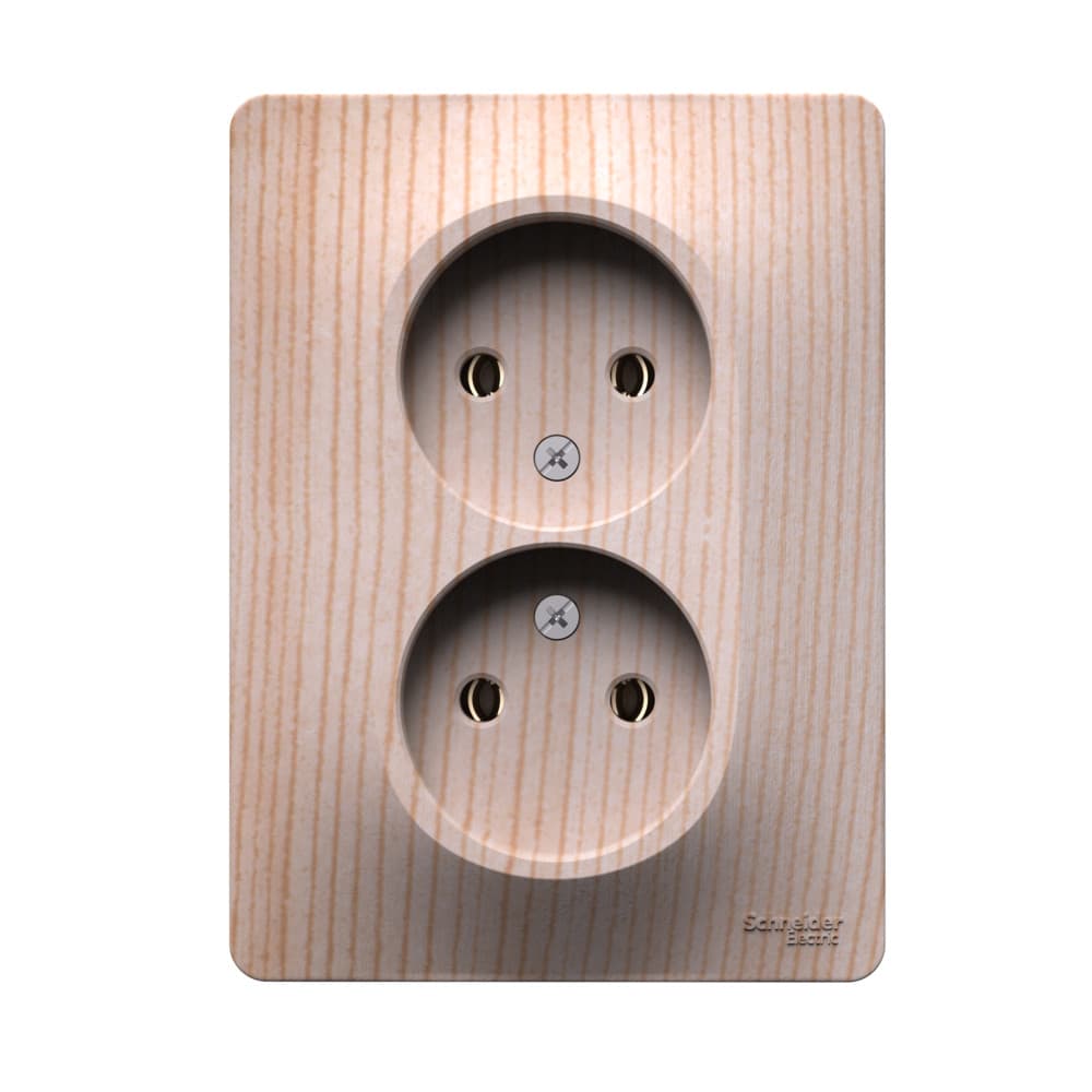 Розетка двойная без заземления Schneider Electric Glossa рисунок сосна GSL001520