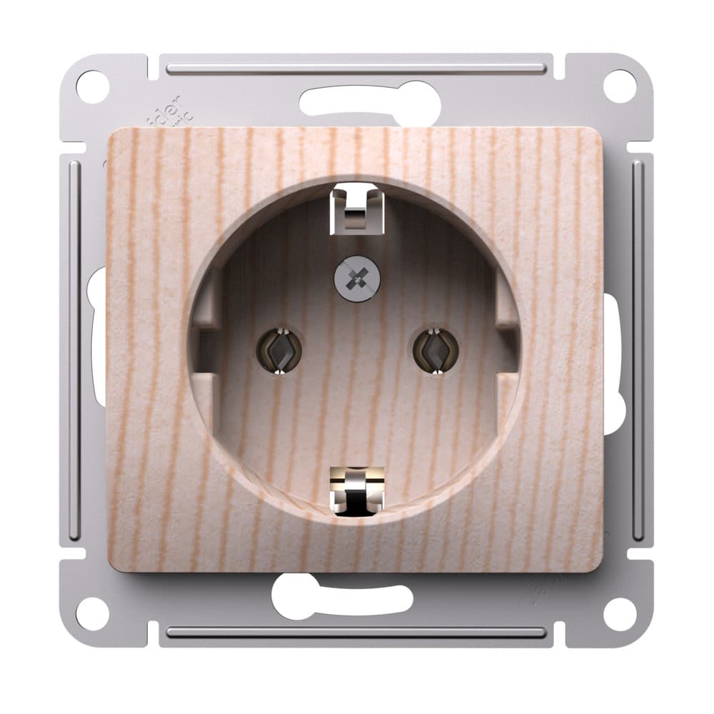 Розетка с заземлением Schneider Electric Glossa рисунок сосна GSL001543