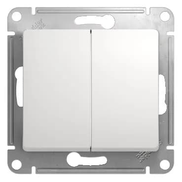 Выключатель проходной двухклавишный Systeme Electric (Schneider) Glossa, цвет белый