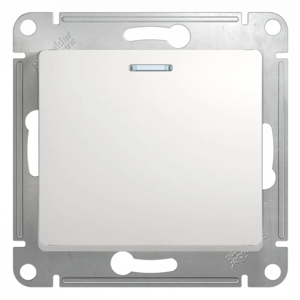 Выключатель одноклавишный с подсветкой Systeme Electric (Schneider) Glossa, цвет белый