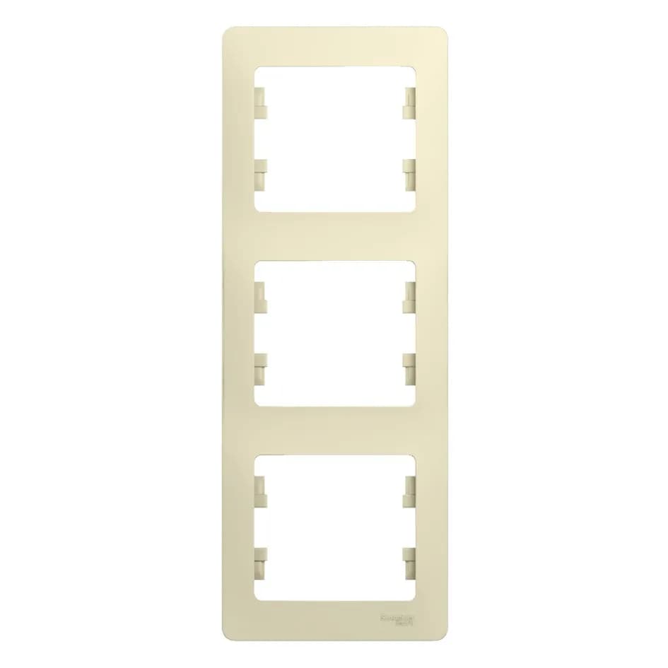 Рамка вертикальная трехместная (3-постовая) Systeme Electric (Schneider) Glossa, цвет бежевый