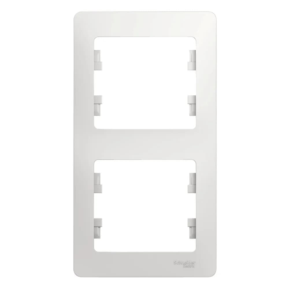 Рамка вертикальная двухместная (2-постовая) Systeme Electric (Schneider) Glossa, цвет белый