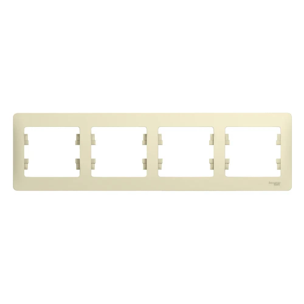Рамка четырехместная (4-постовая) Systeme Electric (Schneider) Glossa, цвет бежевый