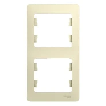 Рамка вертикальная двухместная (2-постовая) Systeme Electric (Schneider) Glossa, цвет бежевый