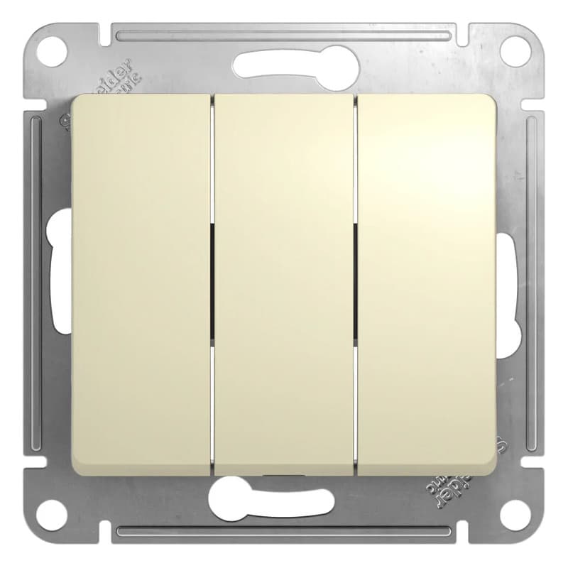Выключатель трехклавишный Systeme Electric (Schneider) Glossa, цвет бежевый