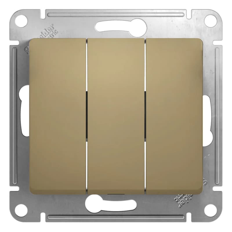 Выключатель трехклавишный Systeme Electric (Schneider) Glossa, цвет титан