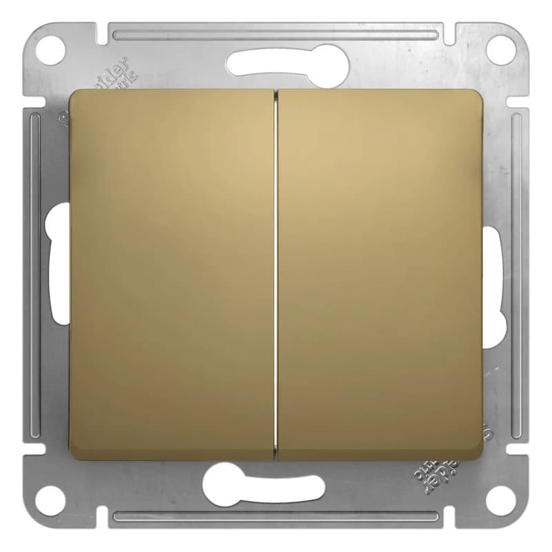 Выключатель двухклавишный Systeme Electric (Schneider) Glossa, цвет титан