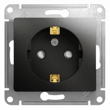 Розетка Schneider Electric Glossa антрацит с заземлением и защитными шторками GSL000745 безопасная для детей