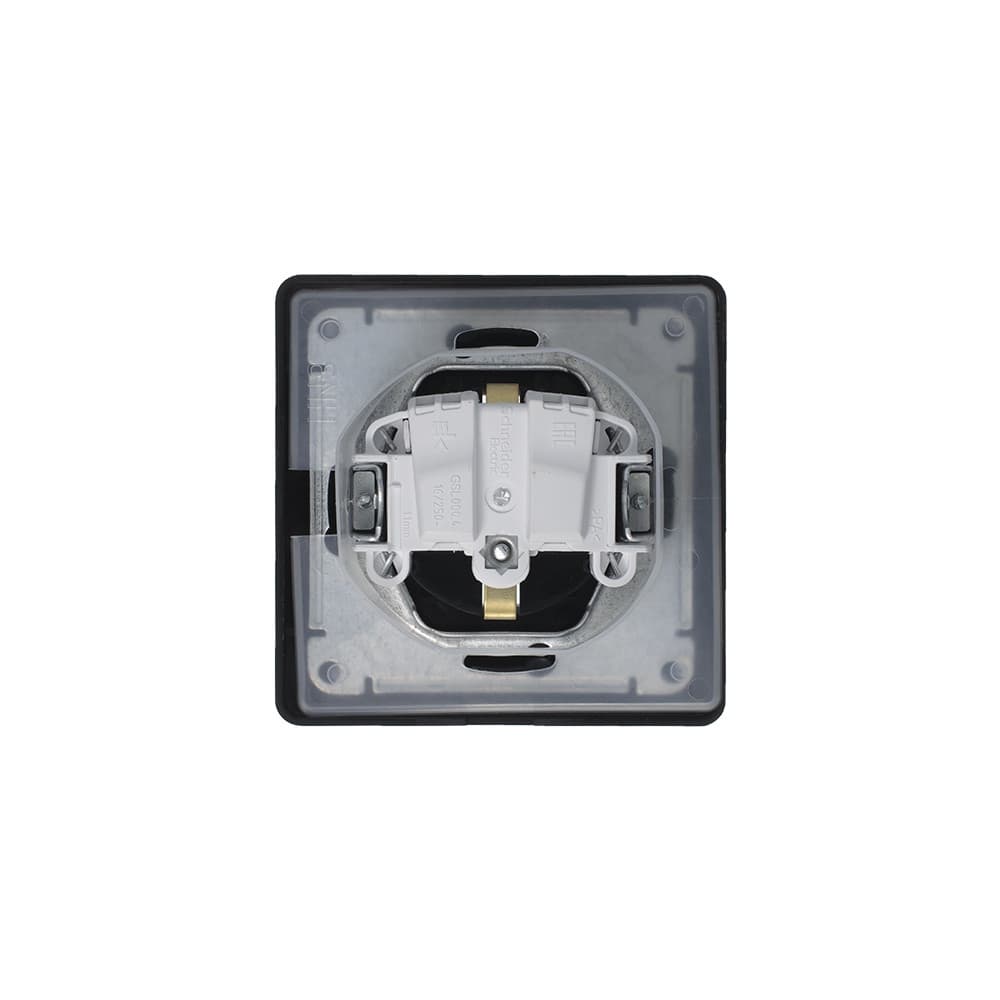 Розетка с заземлением, защитными шторками, крышкой и рамкой Systeme (Schneider) Electric Glossa  GSL000748 (антрацит)