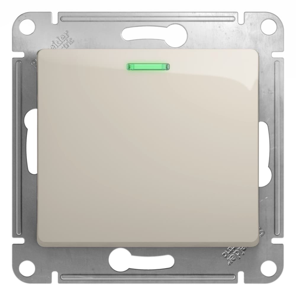 Выключатель одноклавишный с подсветкой Schneider Electric Glossa молочный цвет GSL000913