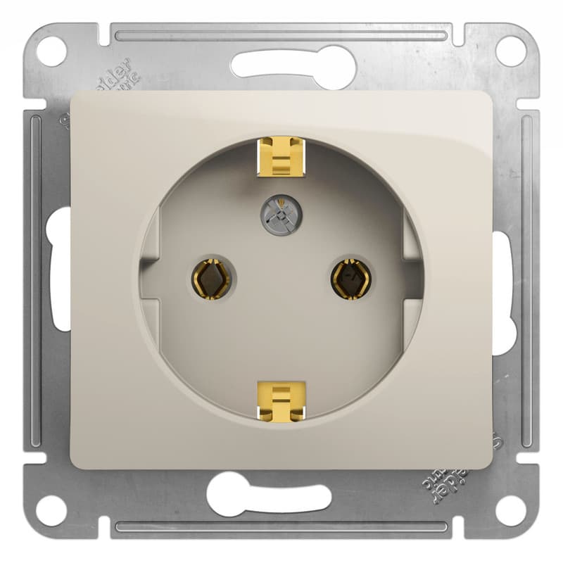 Розетка с заземлением Schneider Electric Glossa молочный цвет GSL000943