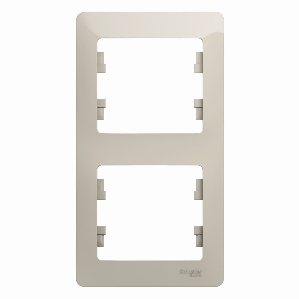 Рамка вертикальная 2-местная Schneider Electric Glossa молочный цвет GSL000906 для установки друг над другом