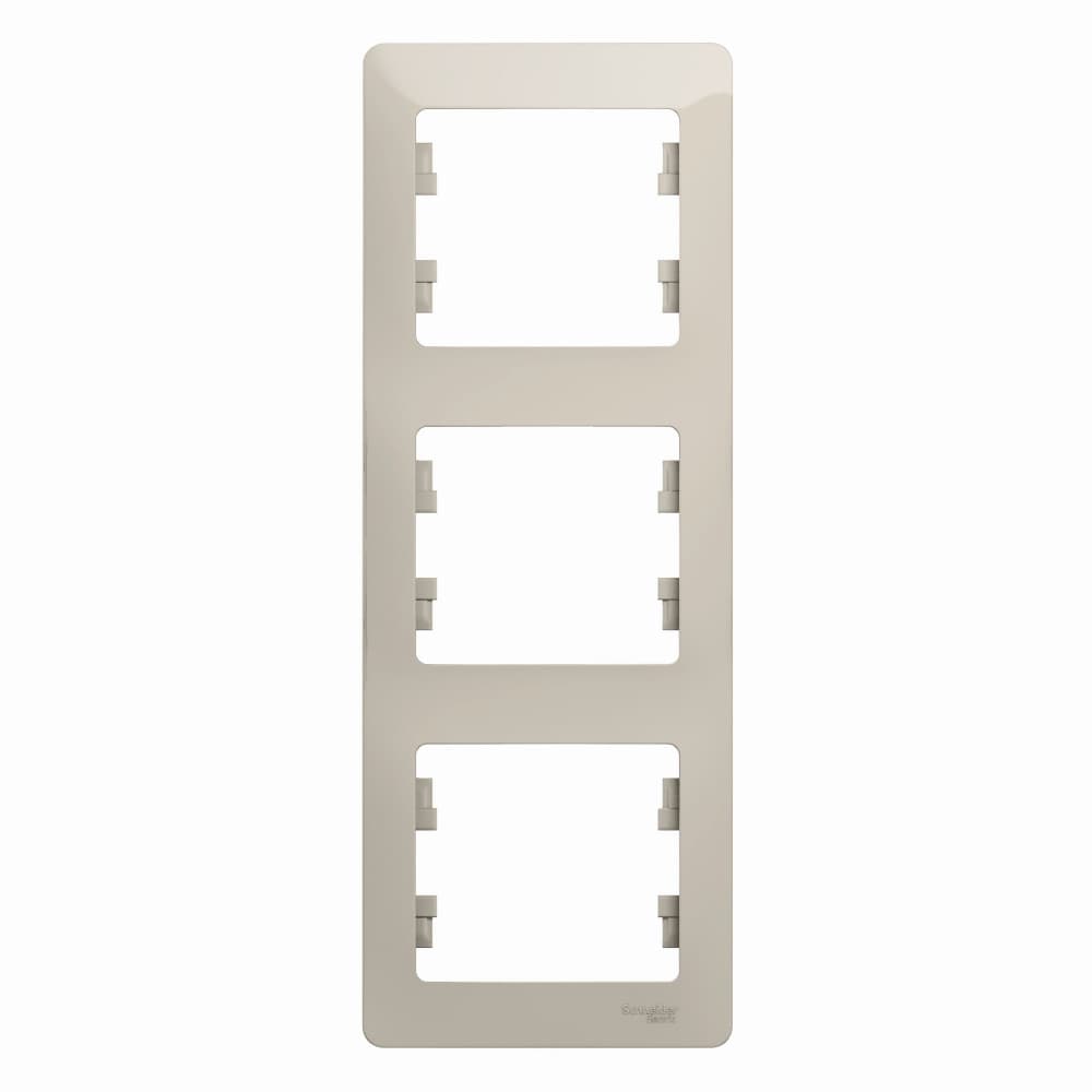Рамка вертикальная 3-местная Schneider Electric Glossa молочный цвет GSL000907 для монтажа в столбик