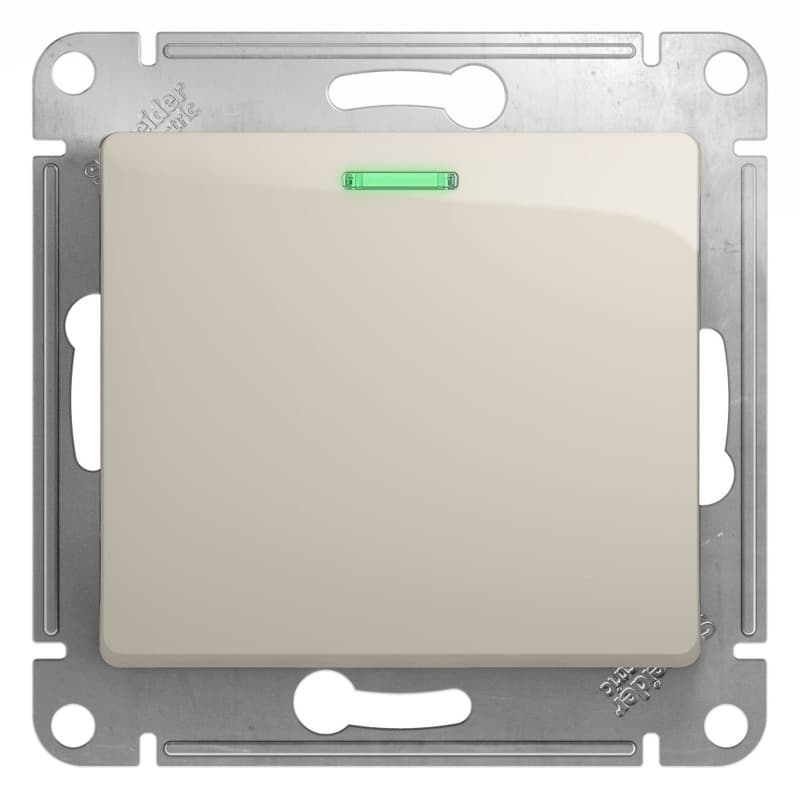 Выключатель проходной одноклавишный с подсветкой Schneider Electric Glossa молочный цвет GSL000963