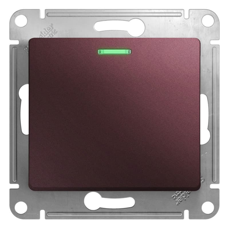 Выключатель одноклавишный с подсветкой Schneider Electric Glossa баклажановый цвет GSL001113