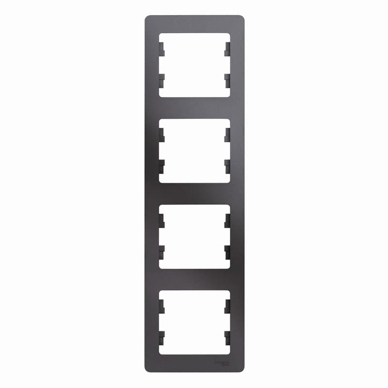 Рамка вертикальная 4-местная Schneider Electric Glossa цвет графит GSL001308 для установки в столбик
