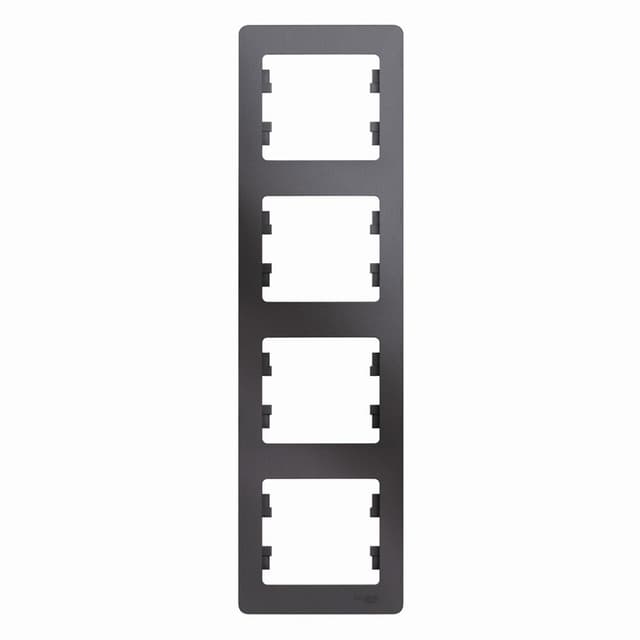 Рамка вертикальная 4-местная Schneider Electric Glossa цвет графит GSL001308 для установки в столбик