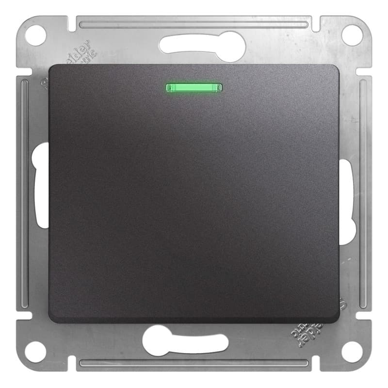 Выключатель проходной одноклавишный с подсветкой Schneider Electric Glossa цвет графит GSL001363