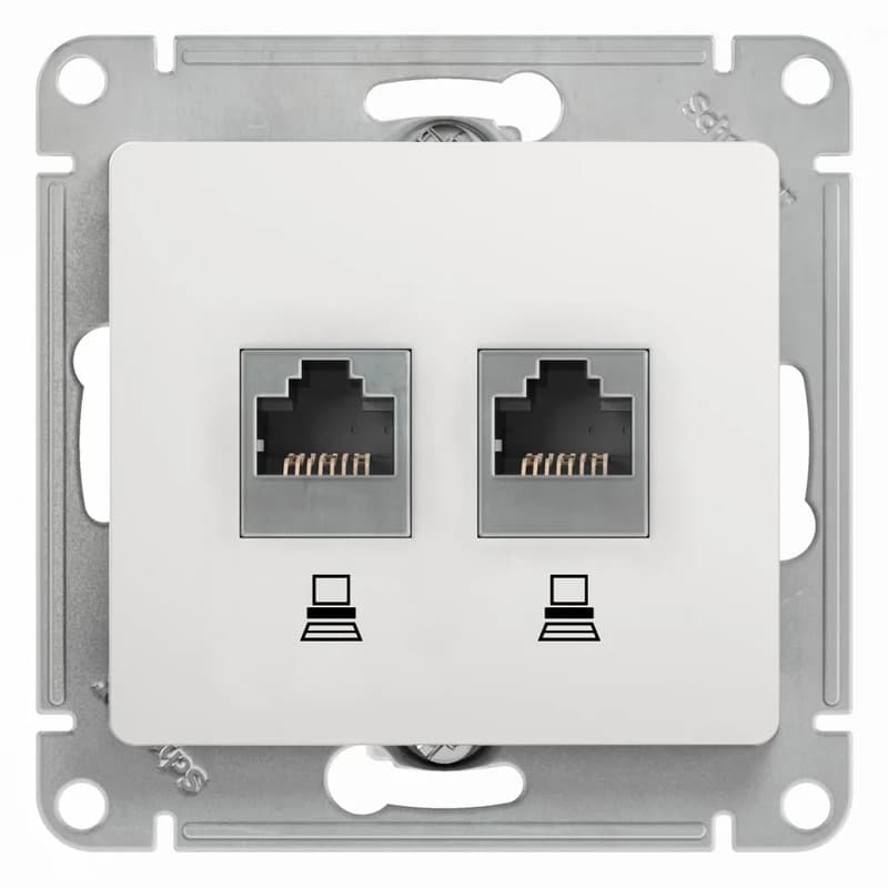 Розетка двойная компьютерная (2xRJ45) Systeme Electric (Schneider) Glossa, цвет белый