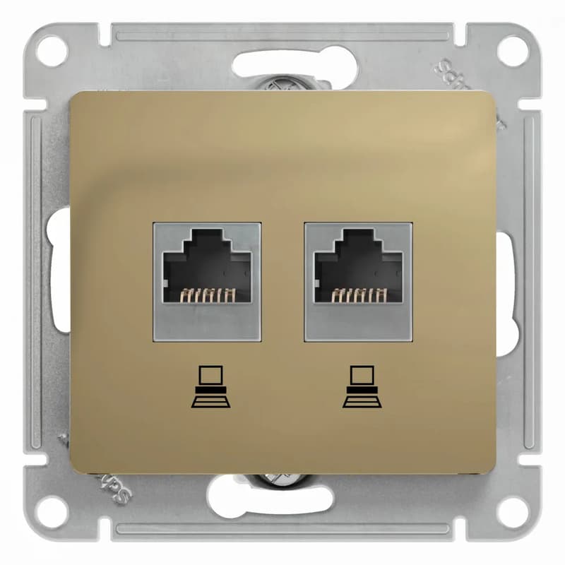 Розетка двойная компьютерная (2xRJ45) Systeme Electric (Schneider) Glossa, цвет титан