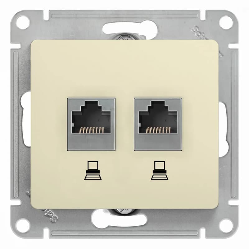 Розетка двойная компьютерная (2xRJ45) Systeme Electric (Schneider) Glossa, цвет бежевый