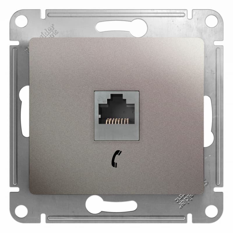Розетка телефонная Schneider Electric Glossa цвет платина RJ-11 GSL001281T