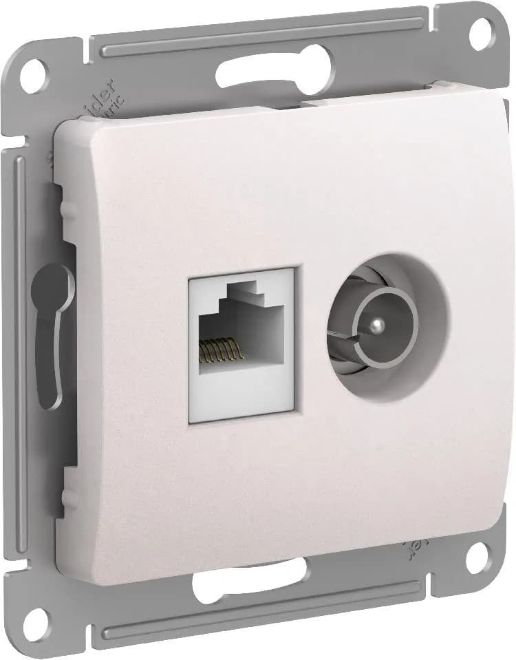 Розетка комбинированная TV и компьютерная (RJ45) Systeme Electric (Schneider) Glossa, цвет перламутр