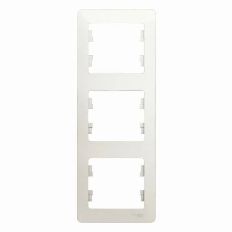 Рамка вертикальная трехместная (3-постовая) Systeme Electric (Schneider) Glossa, цвет перламутр