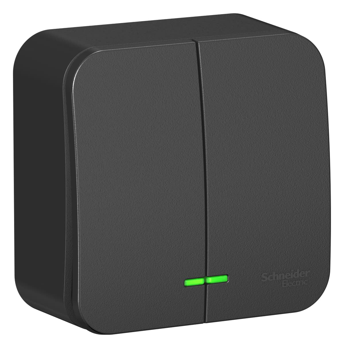 Выключатель двухклавишный с подсветкой Systeme Electric Blanca BLNVA105116, цвет антрацит, светящиеся клавиши, управление двумя группами света.