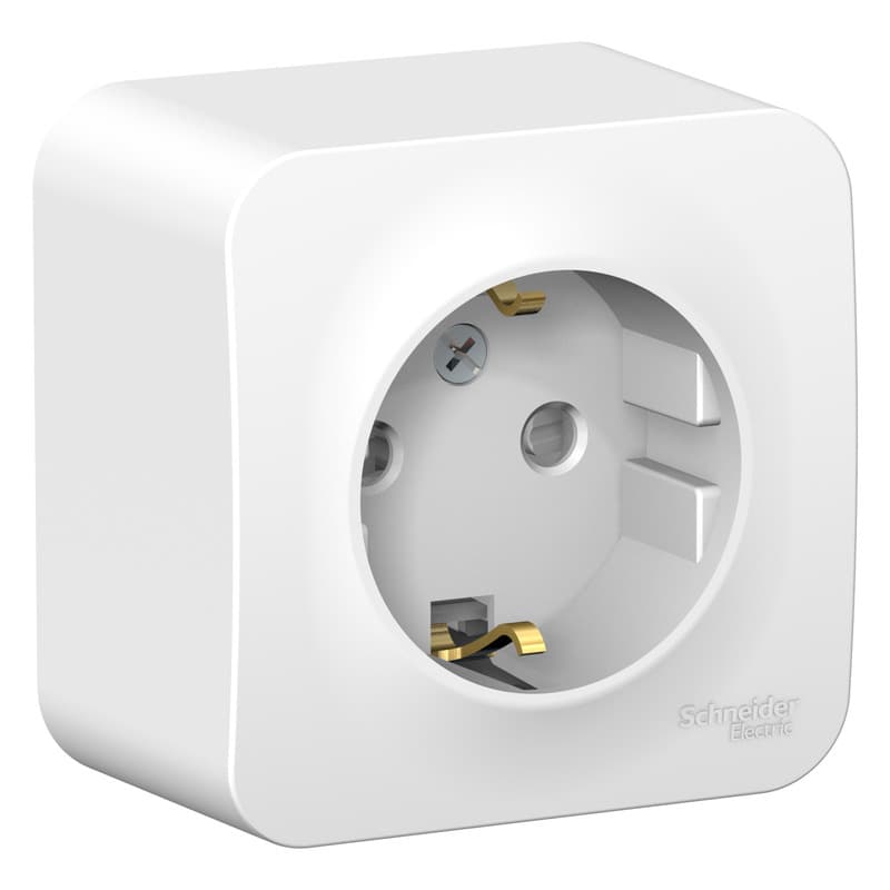 Розетка с заземлением и защитными шторками Systeme Electric Blanca BLNRA011111, цвет белый, защита от детей, для скрытого монтажа.