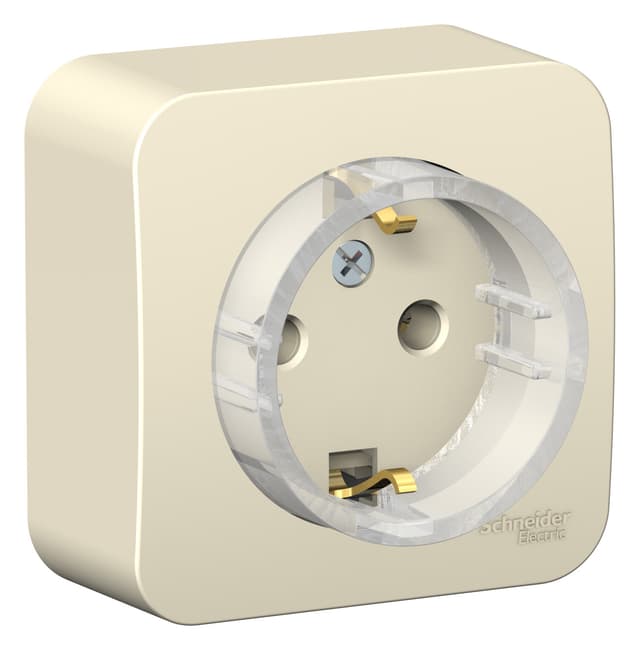 Розетка с заземлением Systeme Electric Blanca BLNRA110112, цвет молочный, с заземляющим контактом.