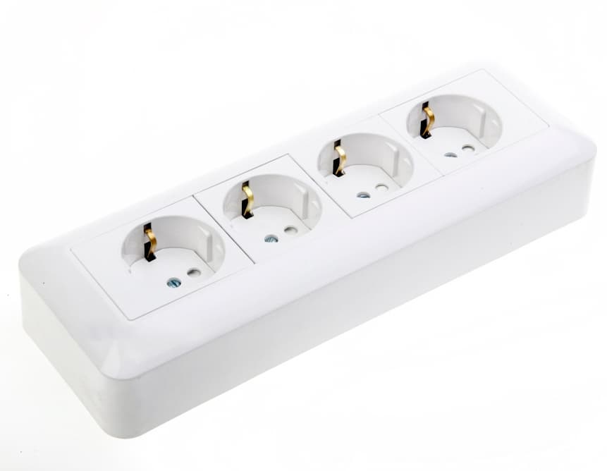 Розетка четверная с заземлением и защитными шторками Systeme (Schneider) Electric Blanca RA16-411M-BI (белый)