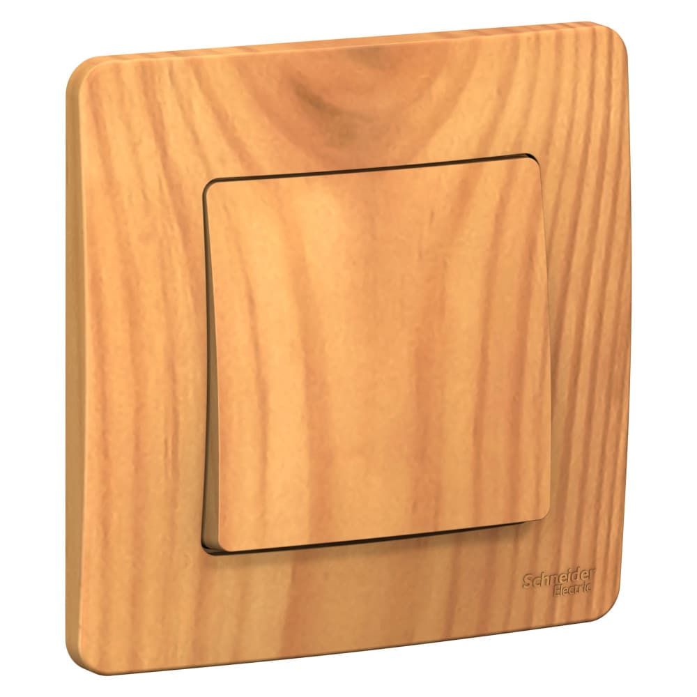 Выключатель одноклавишный Systeme Electric Blanca BLNVS010105, цвет ясень, для скрытого монтажа, с рамкой, дизайн под дерево.