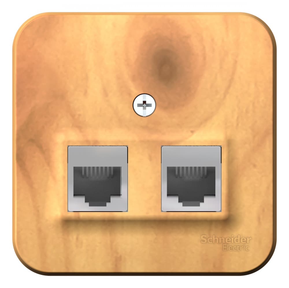 Розетка двойная телефонная + компьютерная Systeme (Schneider) Electric Blanca BLNIA045115 (ясень)