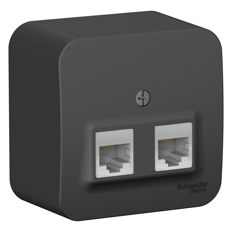 Розетка двойная компьютерная (интернет) Systeme Electric Blanca BLNIA045456, цвет антрацит, два порта RJ45 Cat.5e.