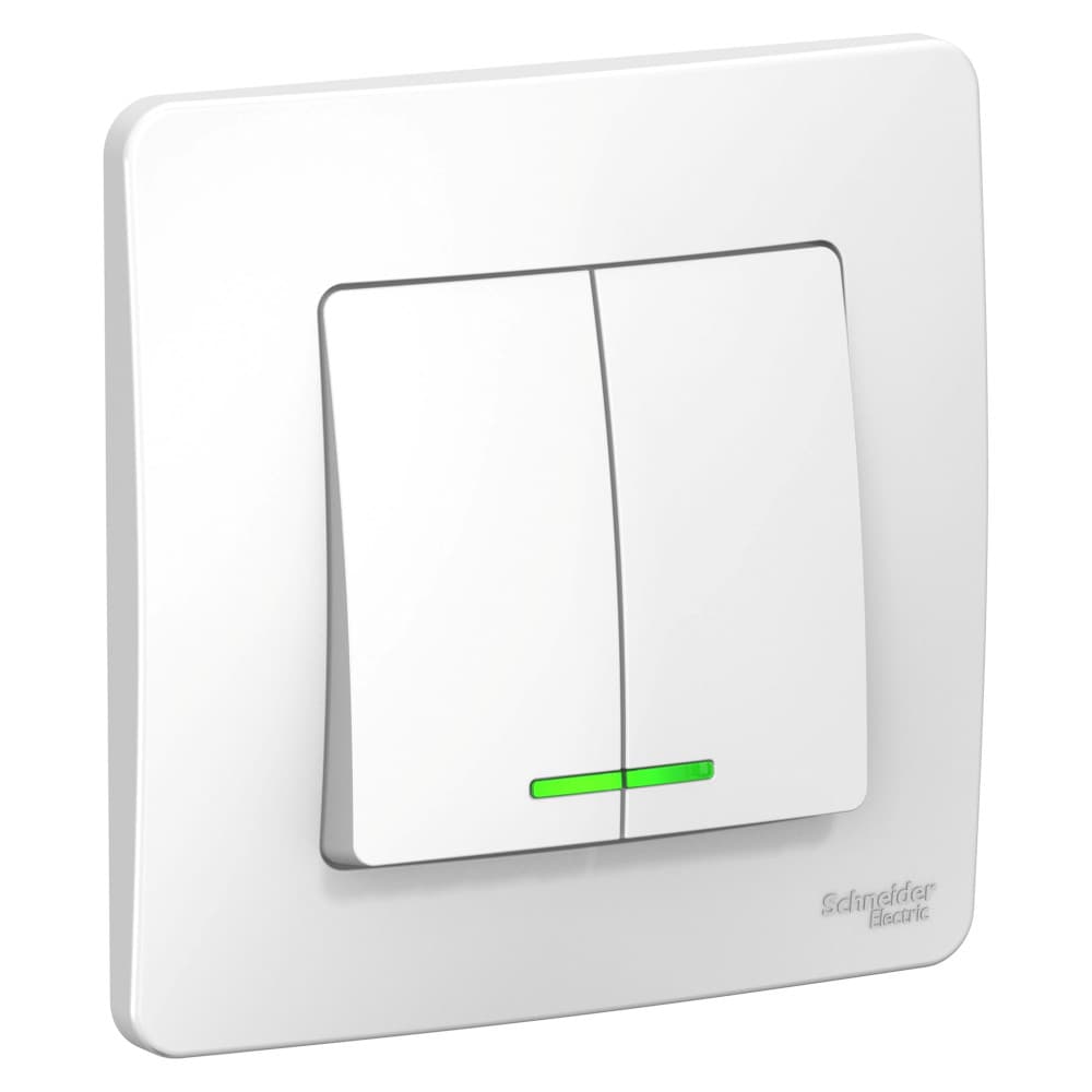Выключатель двухклавишный с подсветкой Schneider Electric Blanca белый BLNVS010511