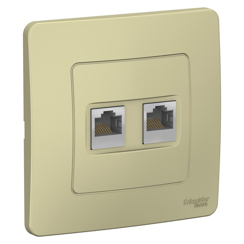 Розетка двойная компьютерная Schneider Electric Blanca бежевый 2 порта RJ-45 BLNIS045457