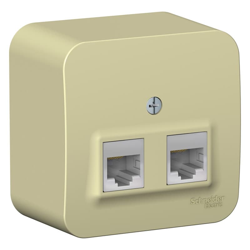 Розетка двойная компьютерная (интернет) Systeme Electric Blanca BLNIA045457, цвет бежевый, два порта RJ45 Cat.5e.