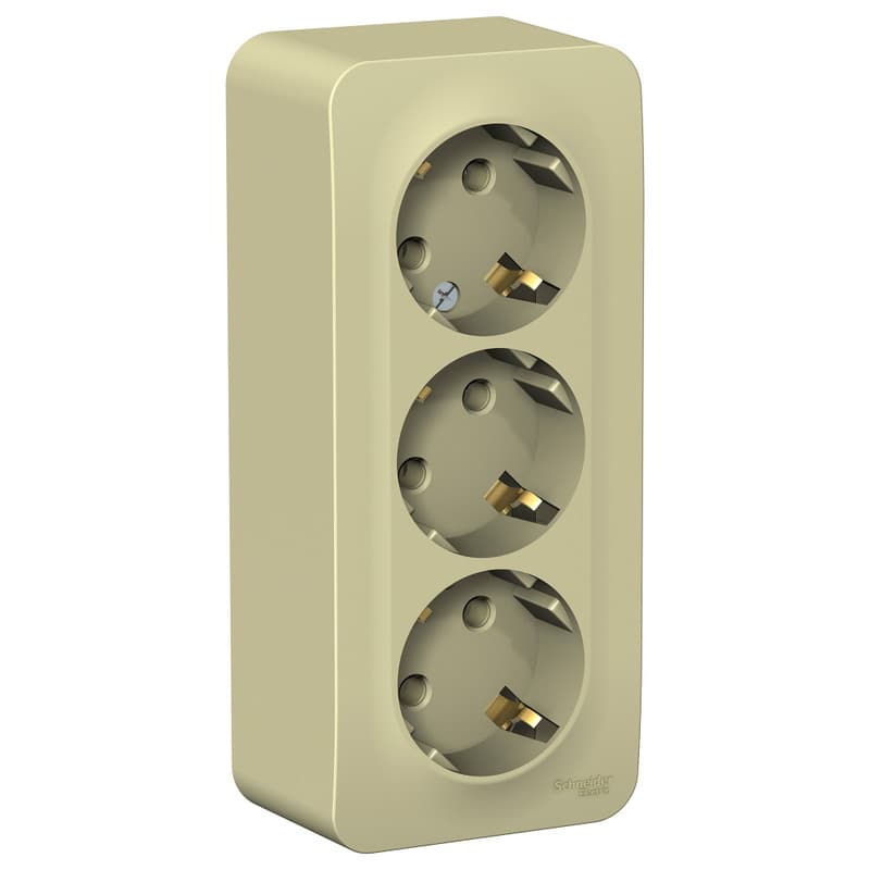 Розетка тройная с заземлением Systeme Electric Blanca BLNRA010317, цвет бежевый, три евроразъема с заземлением.