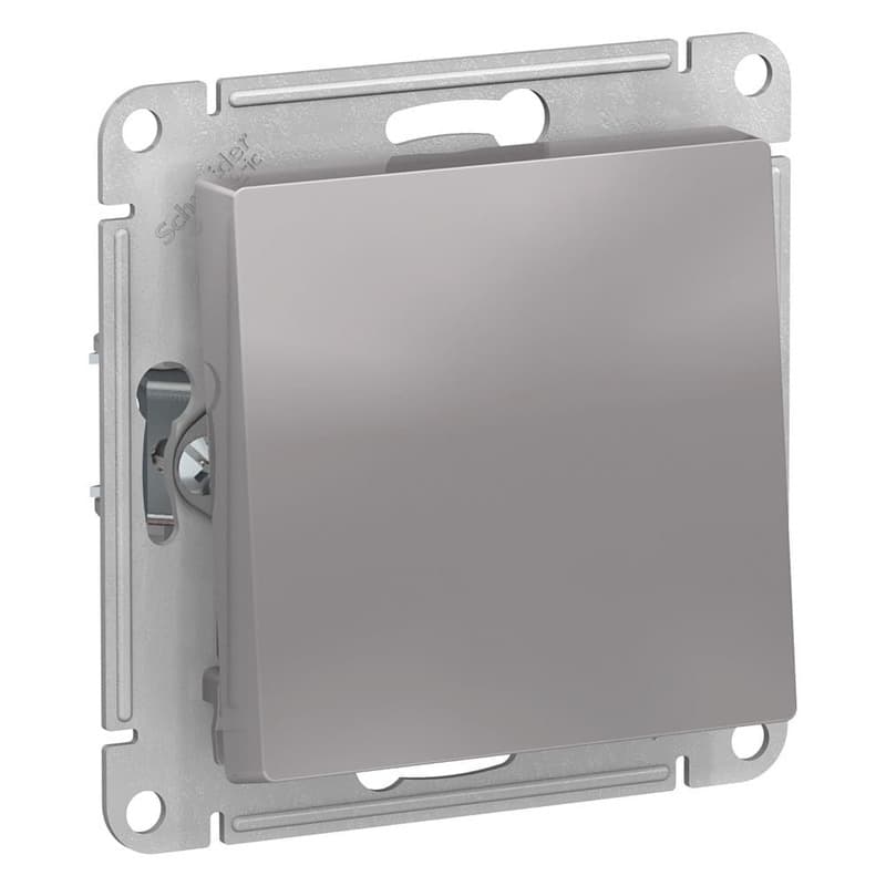 Выключатель одноклавишный проходной Systeme Electric AtlasDesign Aqua ATN440361, IP44, схема 6, 10А, цвет алюминий