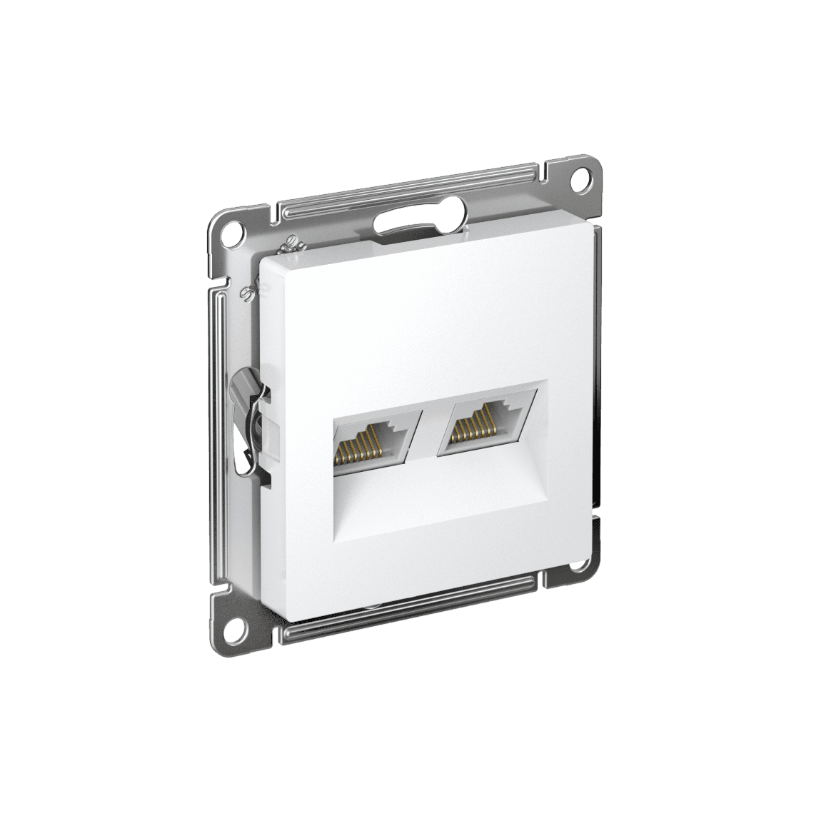 Розетка двойная компьютерная RJ45 Systeme Electric AtlasDesign ATN000188, цвет белый, механизм, категория 6А, экранированная, для скрытого монтажа