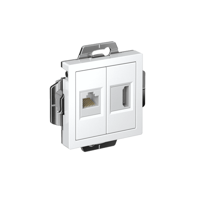 Розетка двойная HDMI + компьютерная RJ45 Systeme Electric AtlasDesign ATN000182, цвет белый, механизм для скрытого монтажа