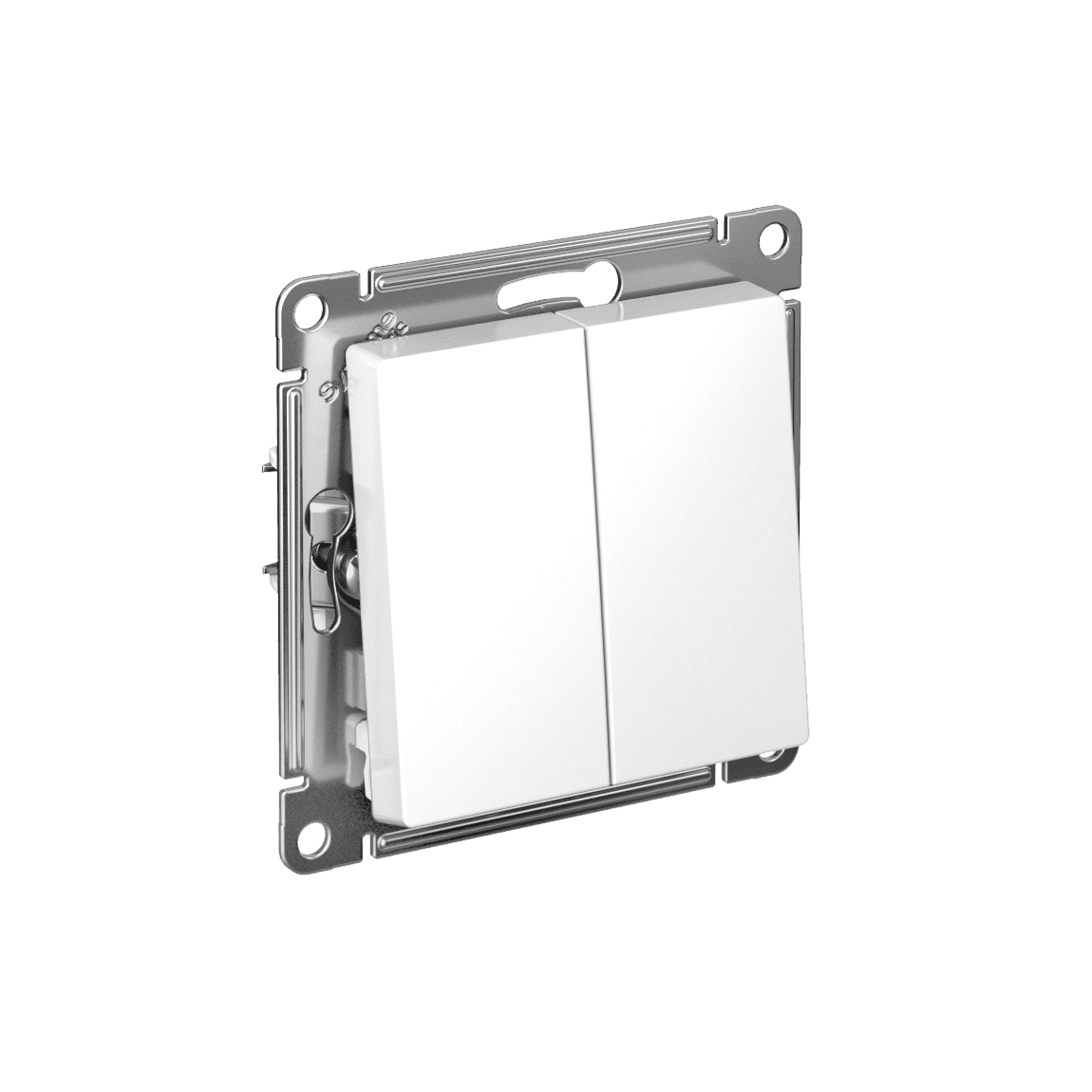 Выключатель двухкнопочный с самовозвратом Systeme Electric AtlasDesign ATN000117, цвет белый, для скрытого монтажа, механизм.