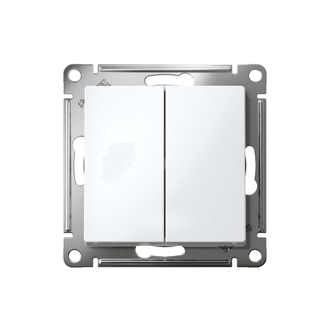 Выключатель двухкнопочный с самовозвратом Systeme Electric AtlasDesign ATN000117, цвет белый, для скрытого монтажа, механизм - вид прямо